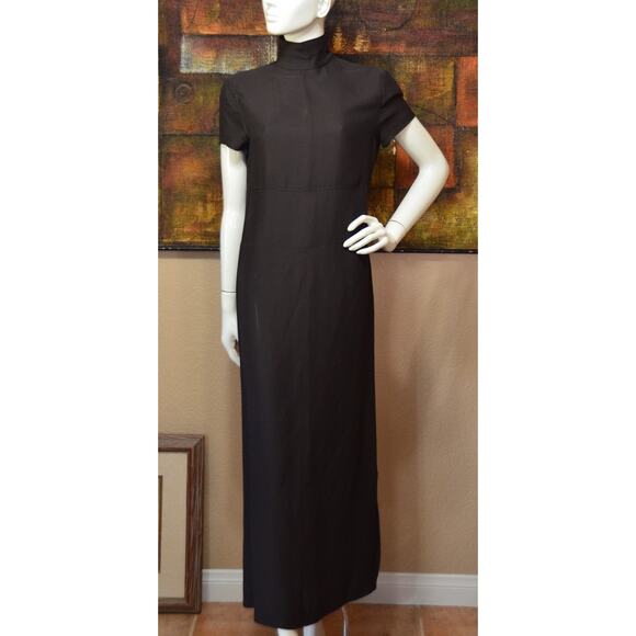 EMPORIO ARMANI Designer Brown Mock Neck Long Maxi Dress Size 44/8